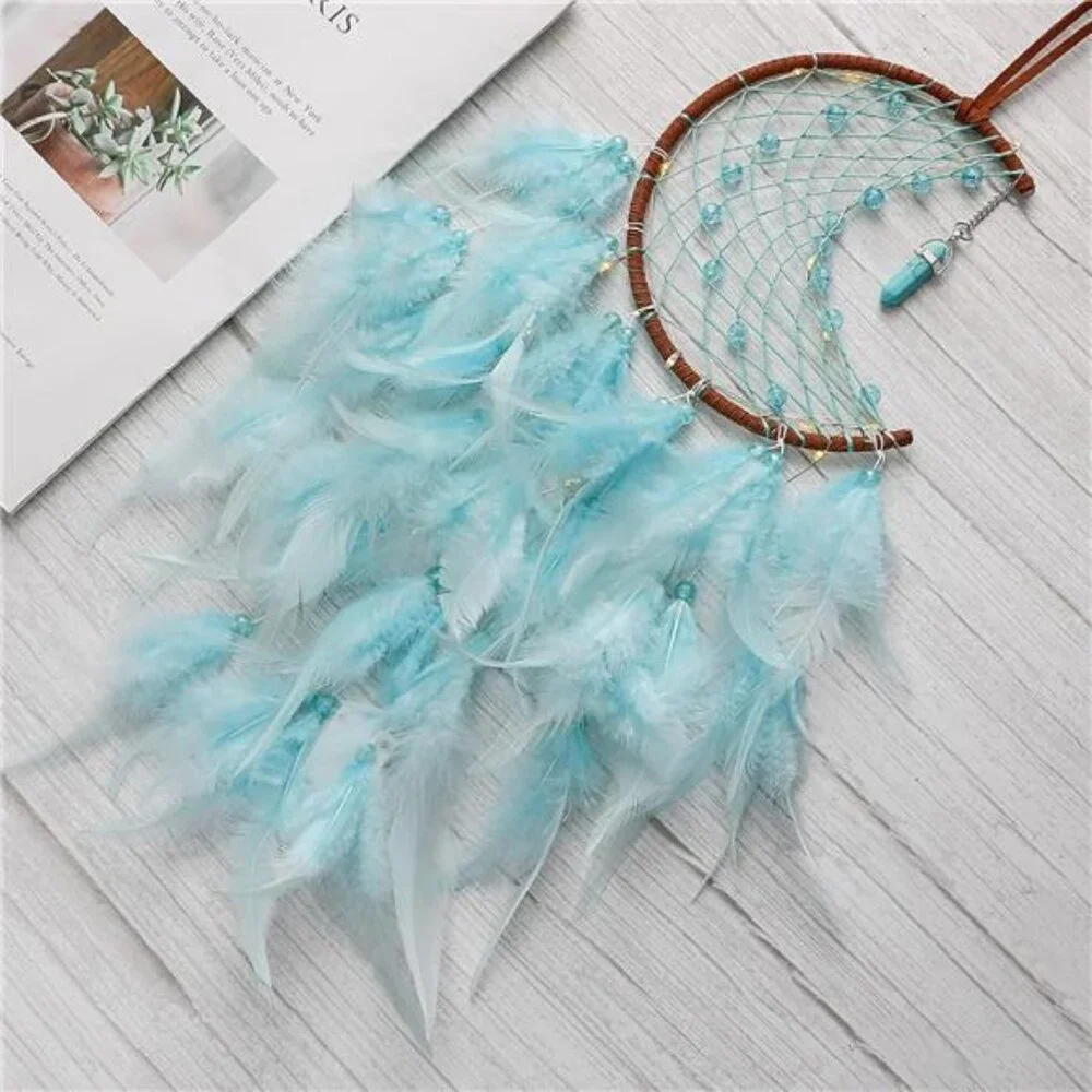 Dream Catcher with Fairy Lights with Feather